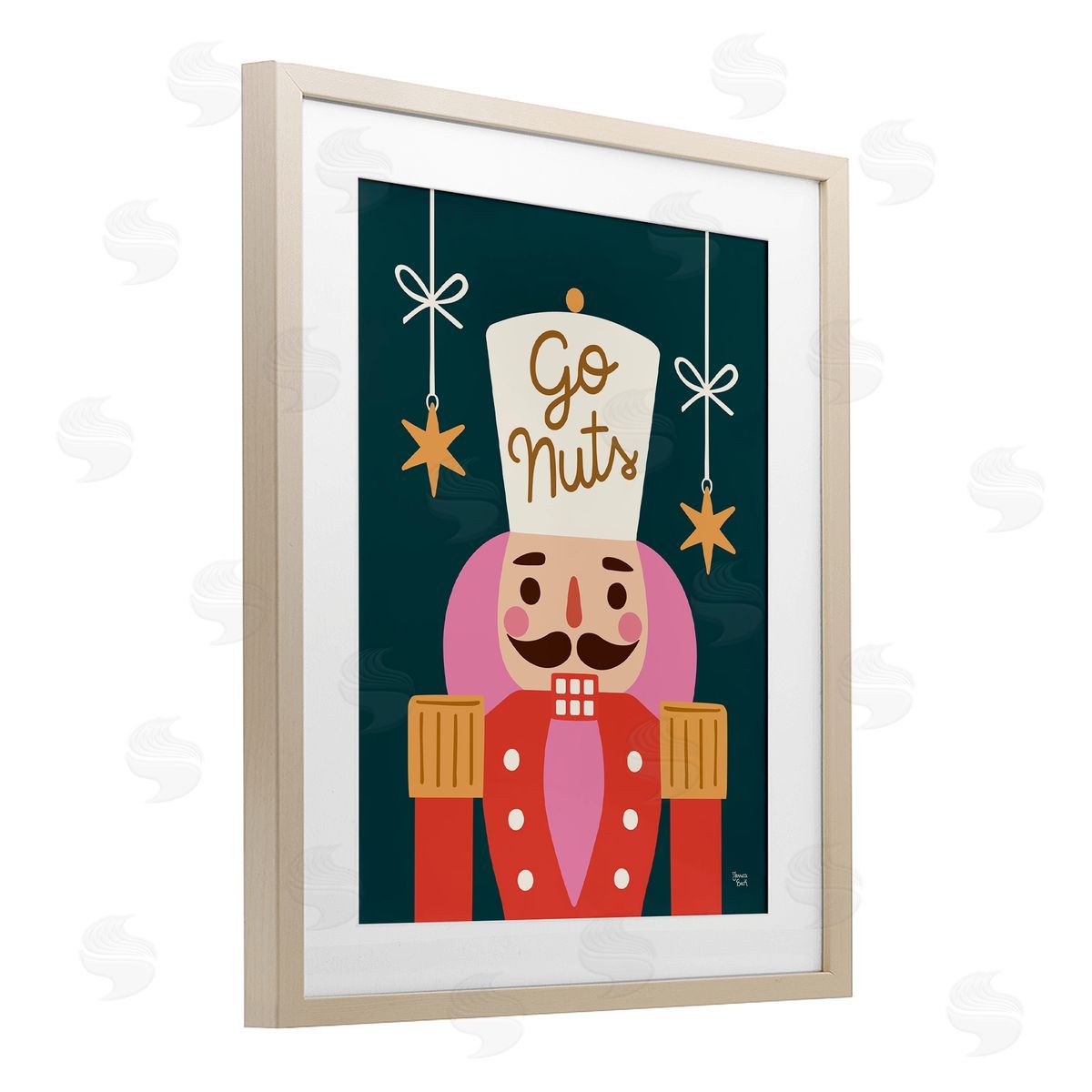 Jessica Beck Go Nuts Nutcracker on Green Canvas Wall Art Print