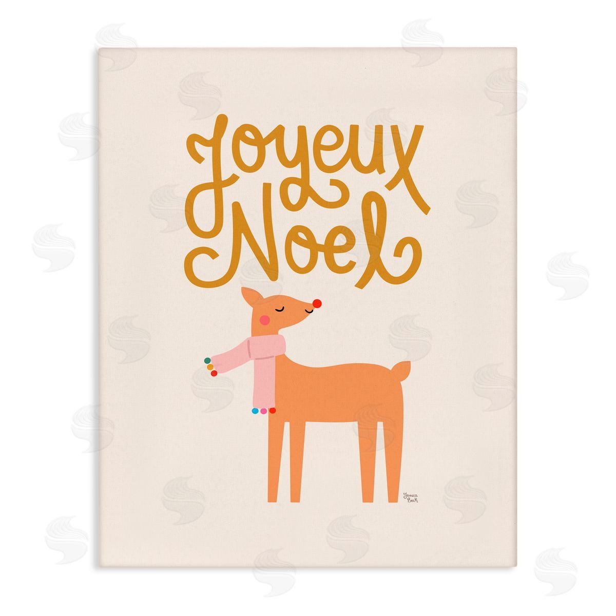 Jessica Beck Joyeux Noel Reindeer Canvas Wall Art Print
