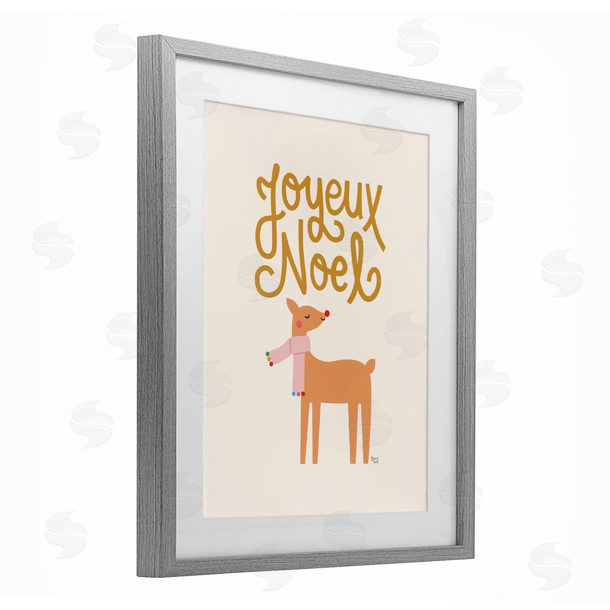Jessica Beck Joyeux Noel Reindeer Canvas Wall Art Print