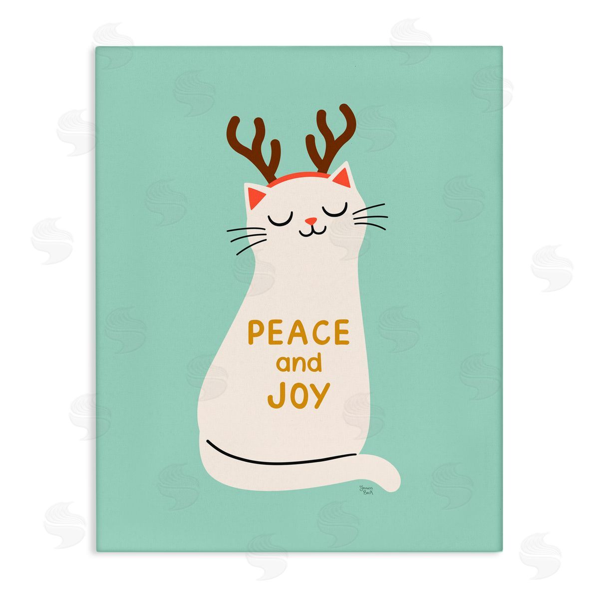 Jessica Beck Peace & Joy Cat Antlers Canvas Wall Art Print
