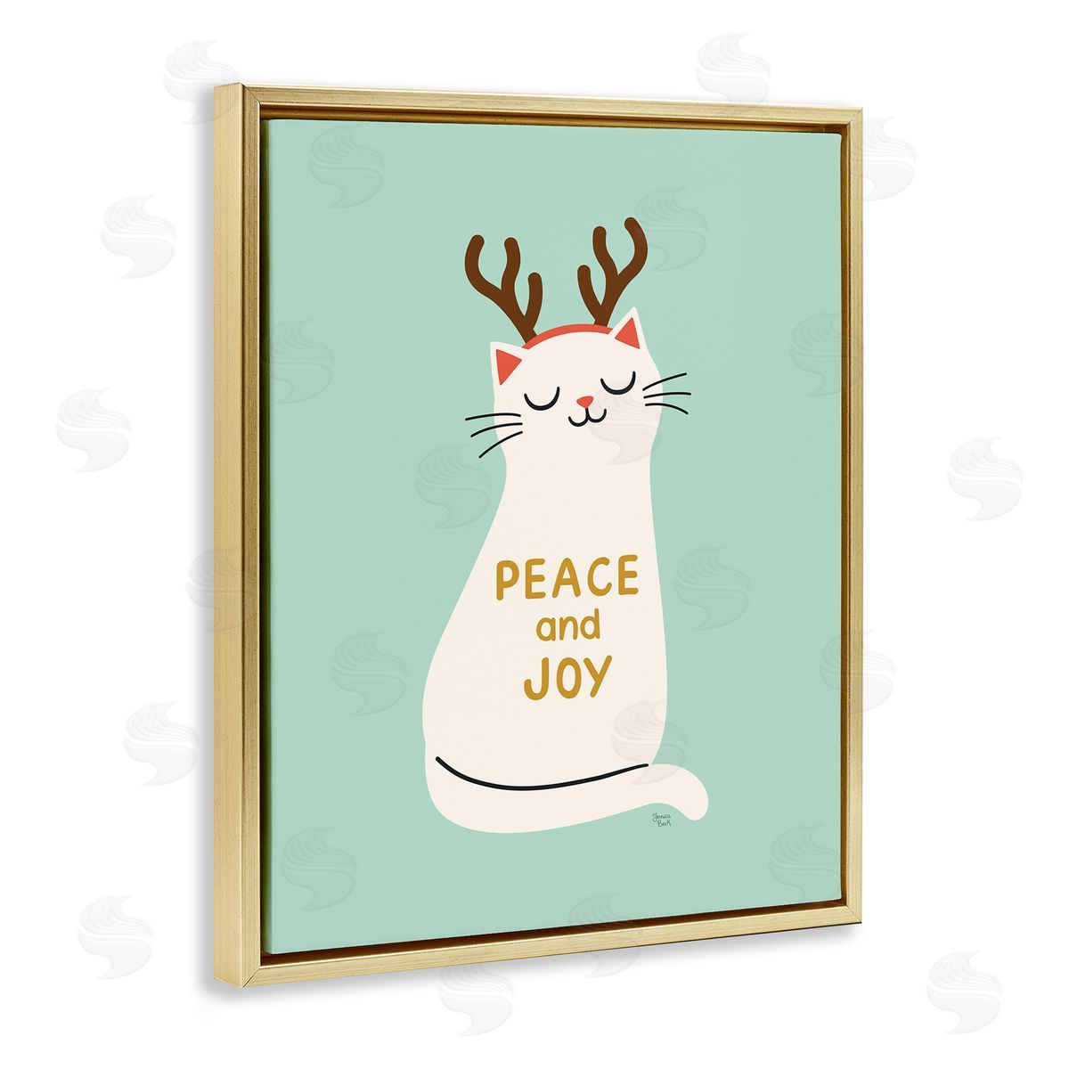 Jessica Beck Peace & Joy Cat Antlers Canvas Wall Art Print