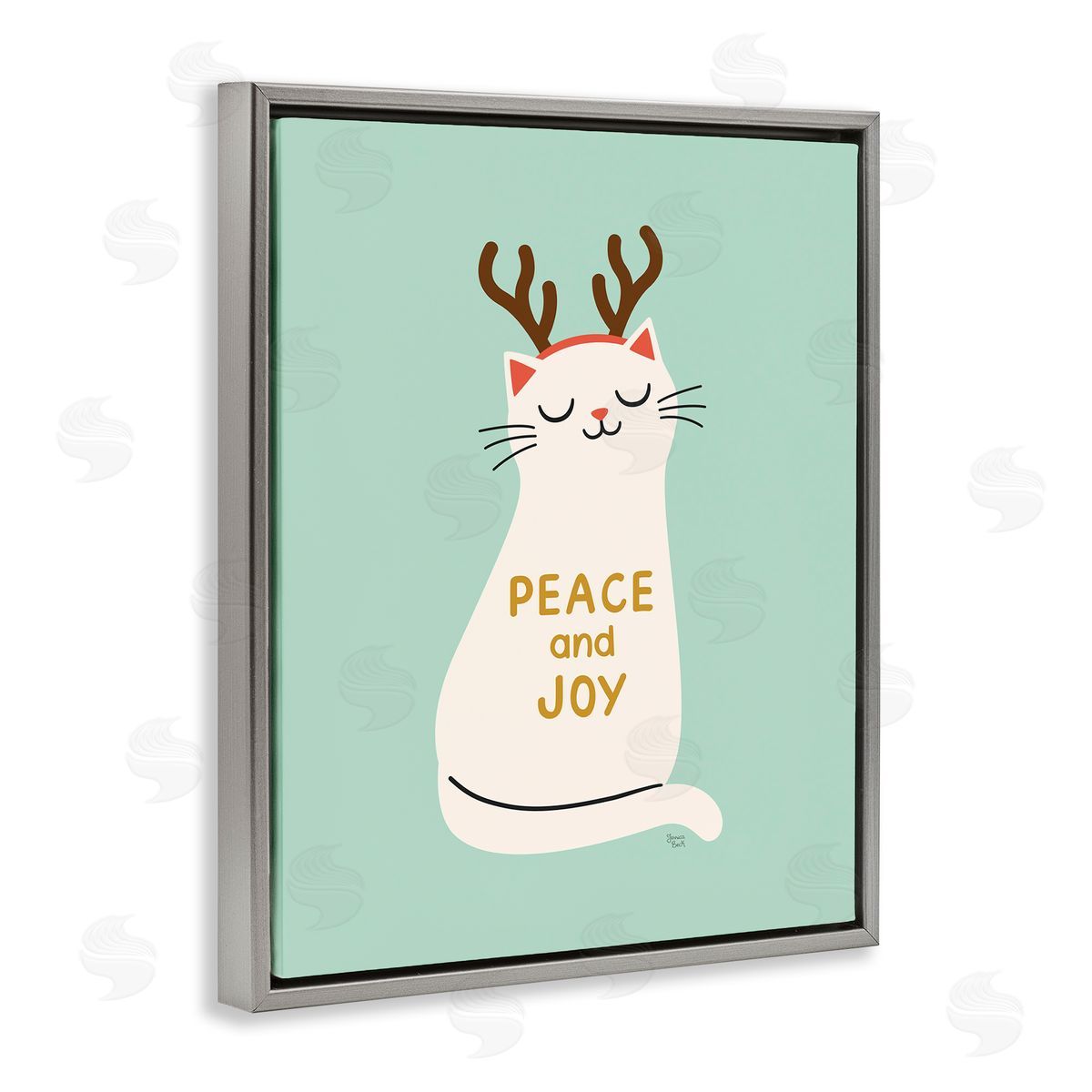 Jessica Beck Peace & Joy Cat Antlers Canvas Wall Art Print
