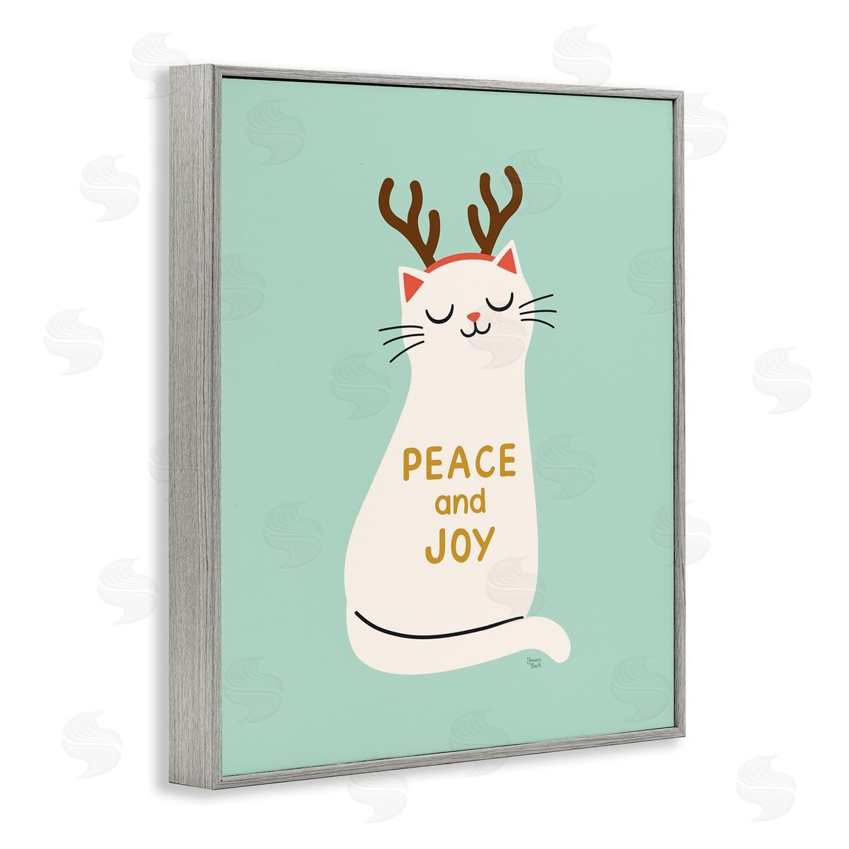Jessica Beck Peace & Joy Cat Antlers Canvas Wall Art Print