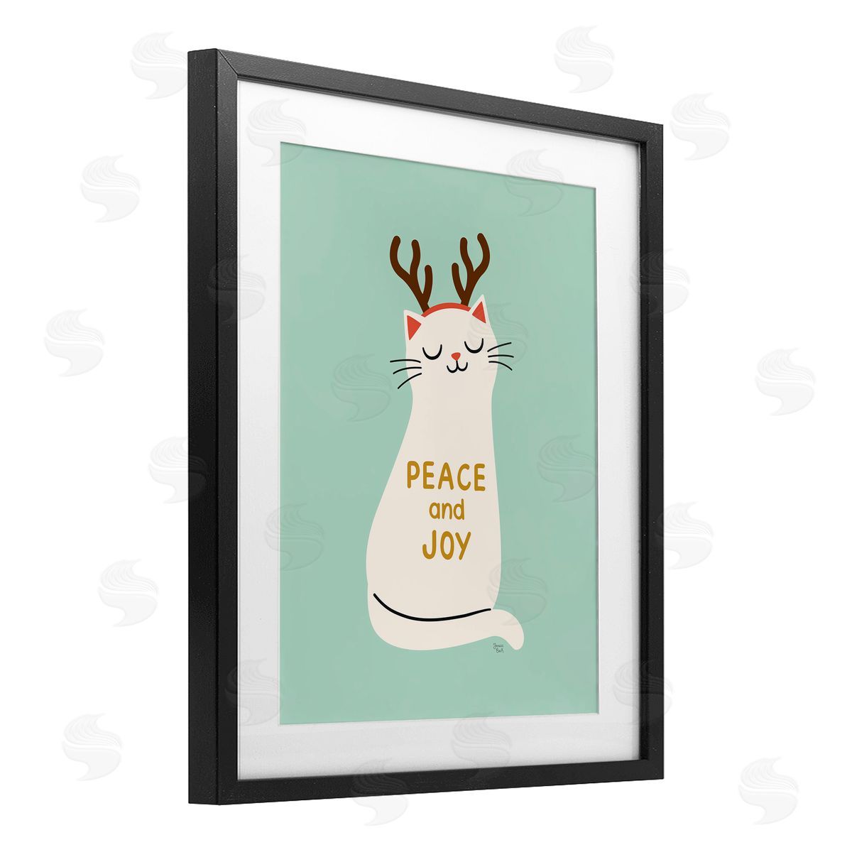 Jessica Beck Peace & Joy Cat Antlers Canvas Wall Art Print