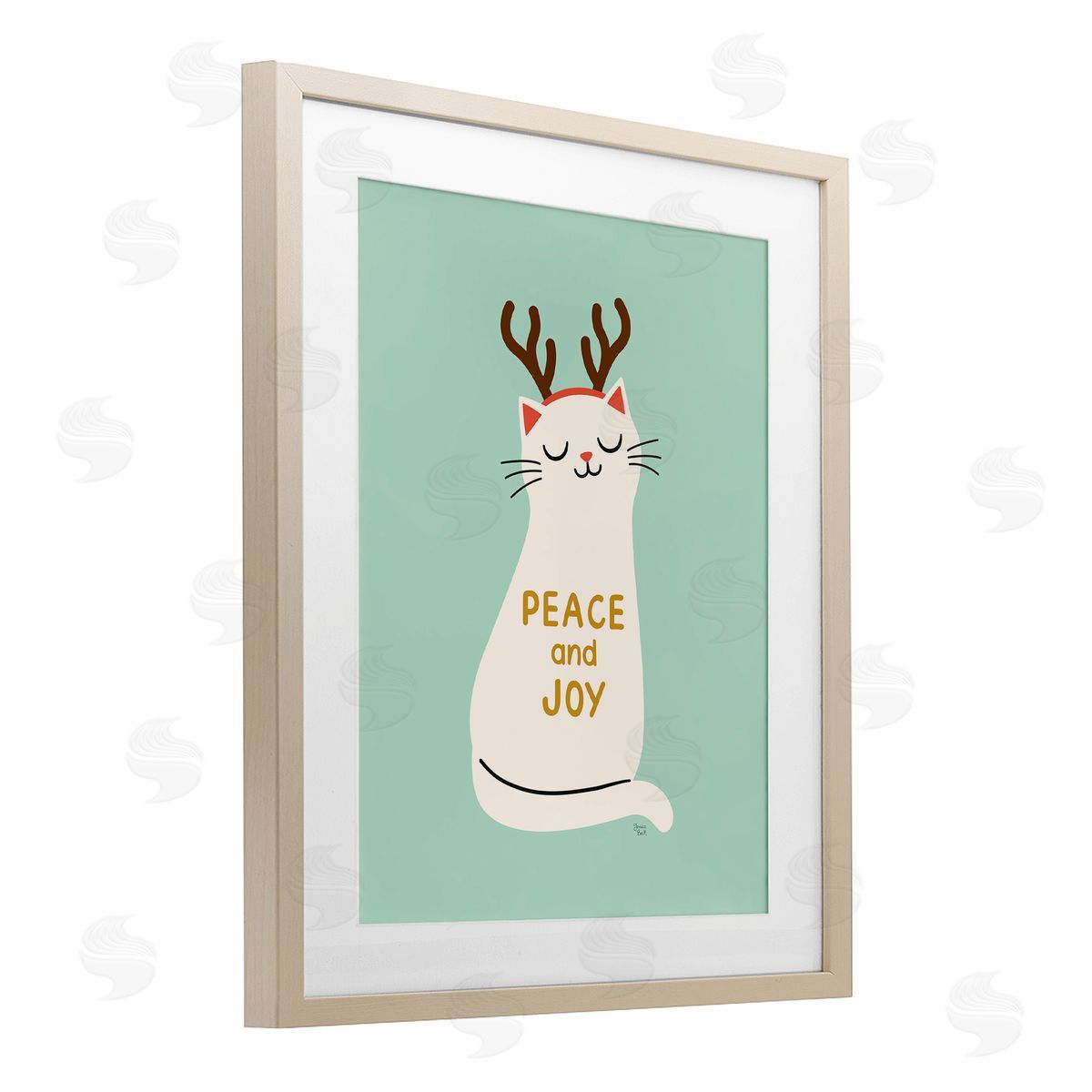 Jessica Beck Peace & Joy Cat Antlers Canvas Wall Art Print