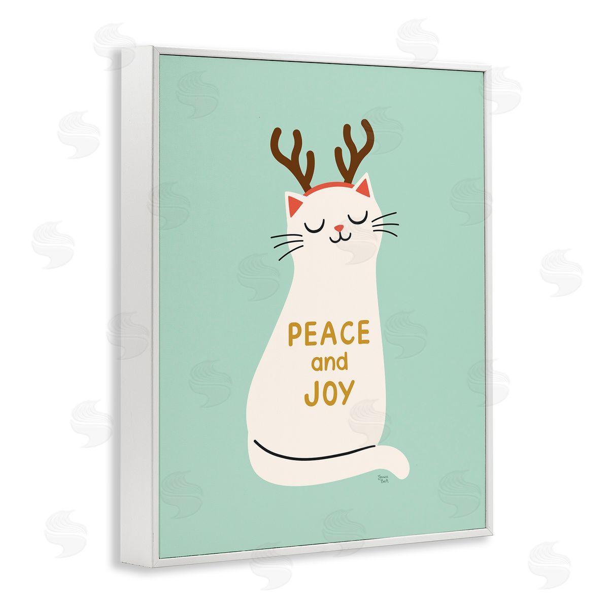 Jessica Beck Peace & Joy Cat Antlers Canvas Wall Art Print