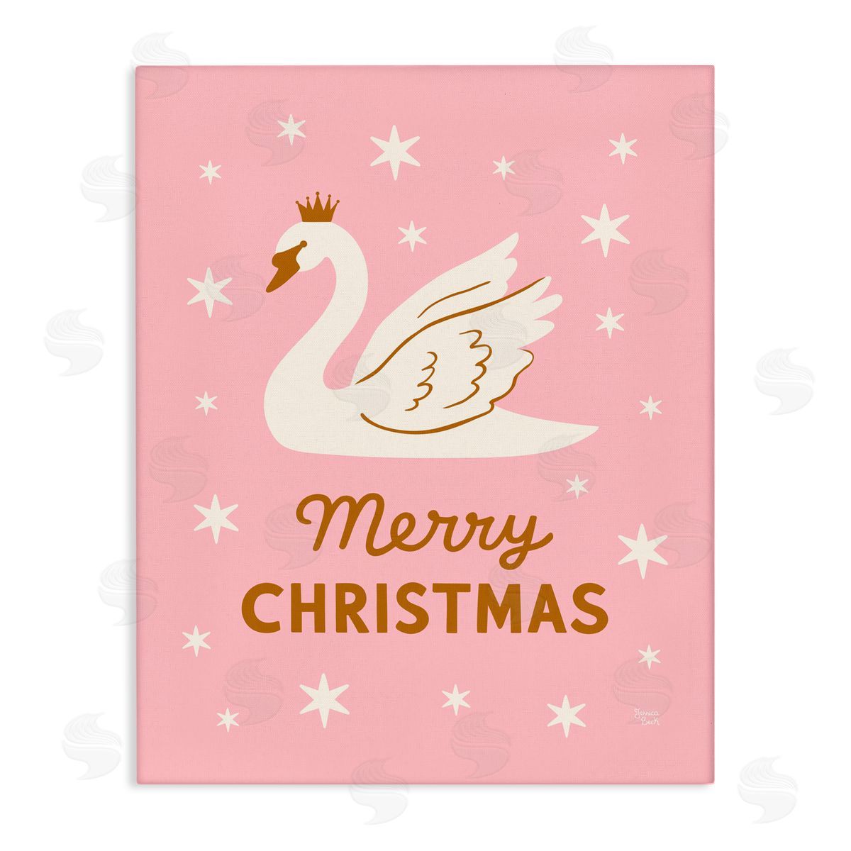 Jessica Beck Pink Swan Merry Christmas Canvas Wall Art Print