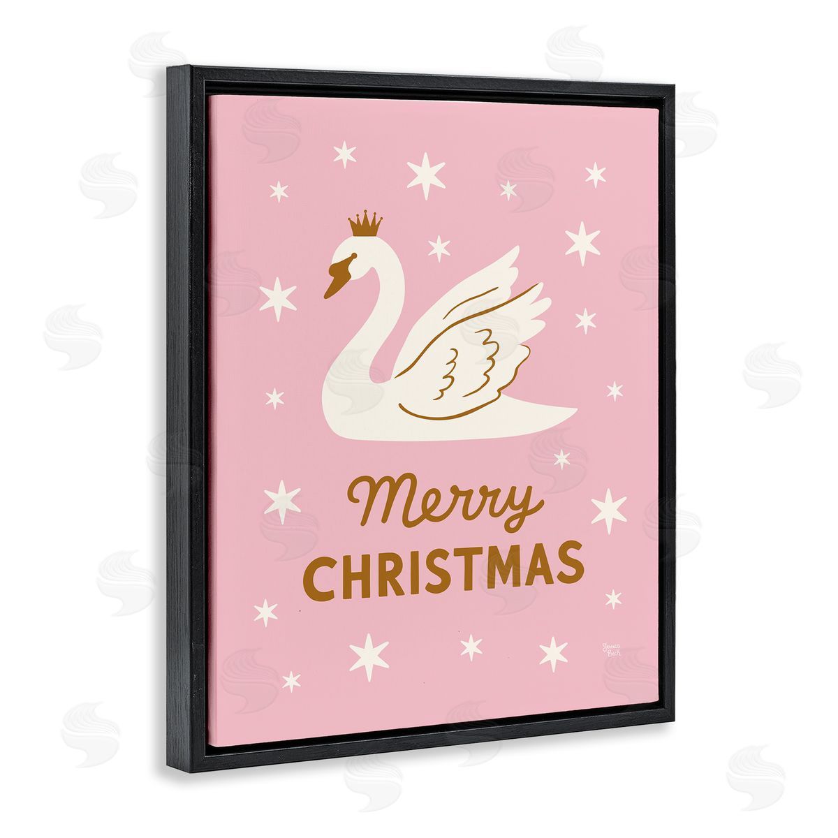 Jessica Beck Pink Swan Merry Christmas Canvas Wall Art Print