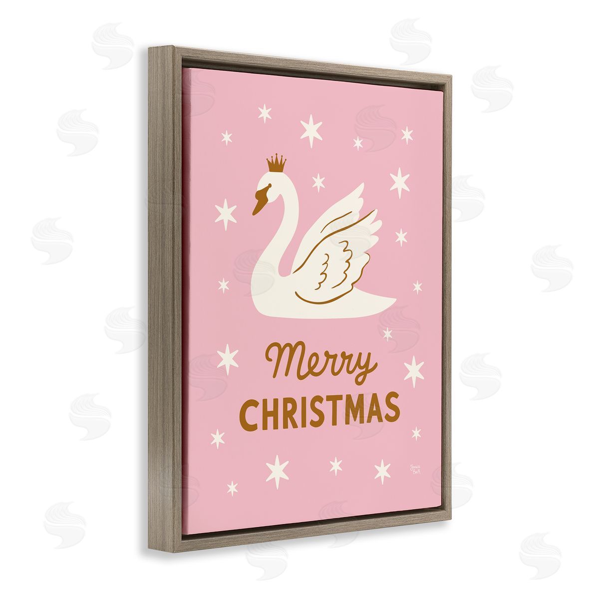 Jessica Beck Pink Swan Merry Christmas Canvas Wall Art Print