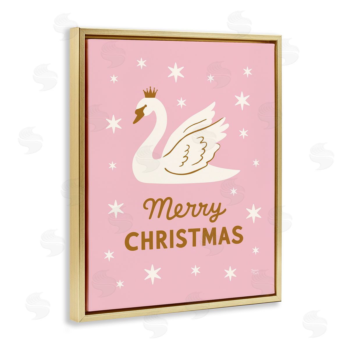 Jessica Beck Pink Swan Merry Christmas Canvas Wall Art Print