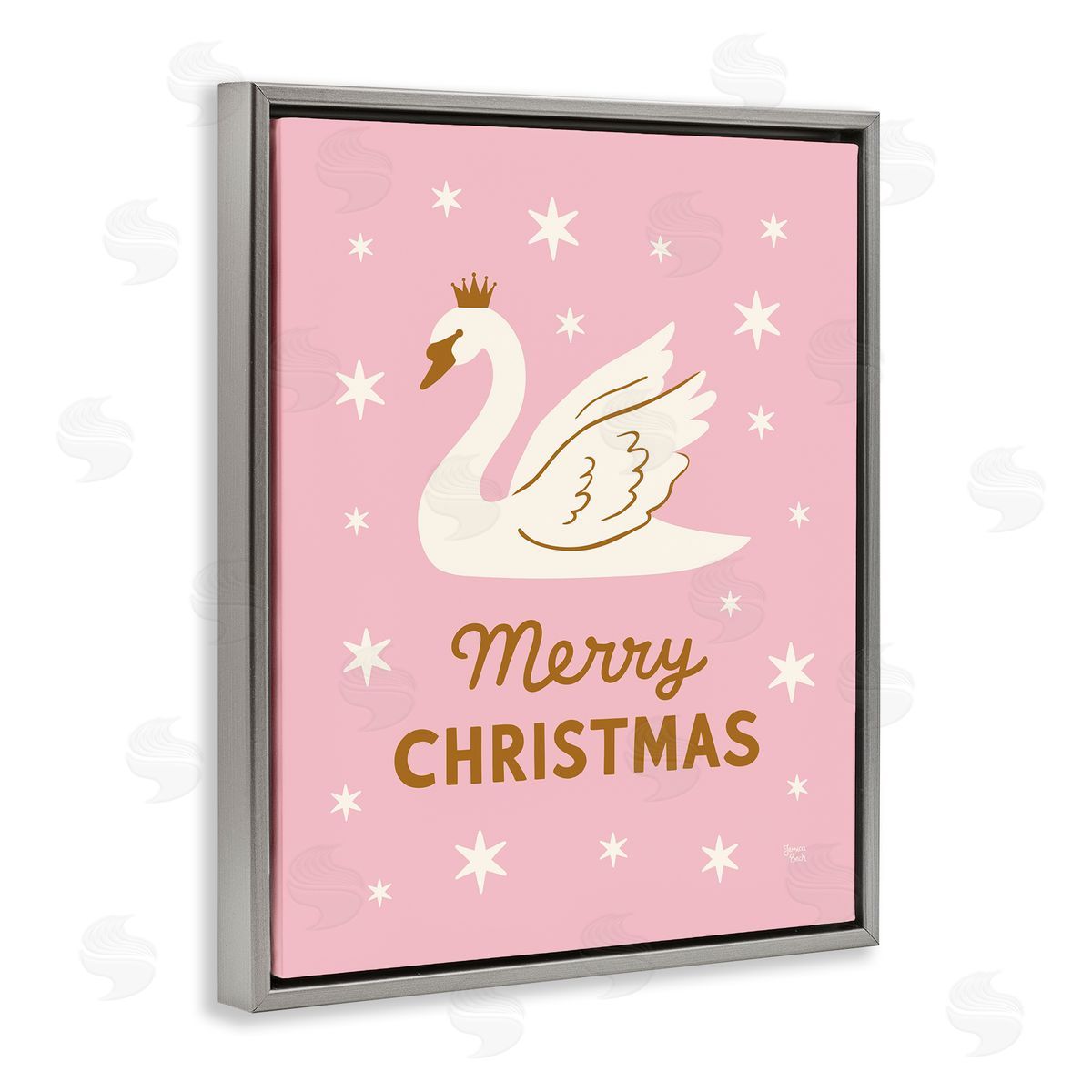 Jessica Beck Pink Swan Merry Christmas Canvas Wall Art Print