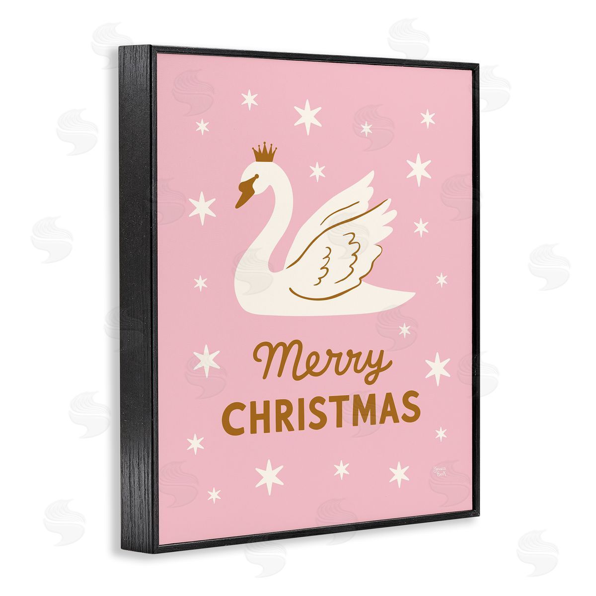 Jessica Beck Pink Swan Merry Christmas Canvas Wall Art Print