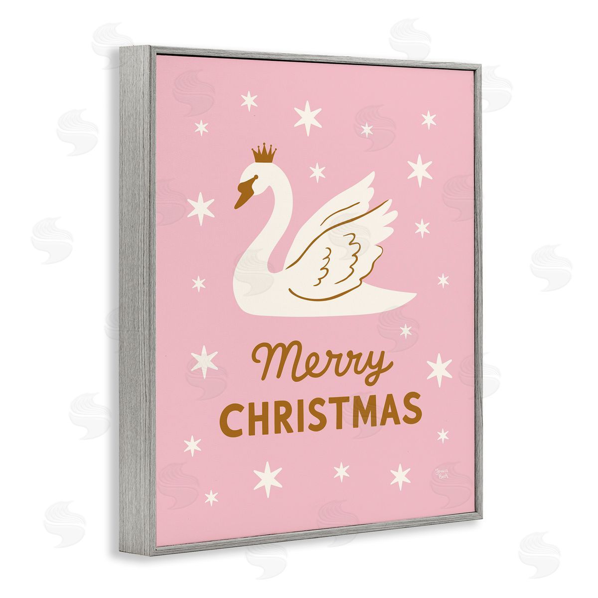 Jessica Beck Pink Swan Merry Christmas Canvas Wall Art Print