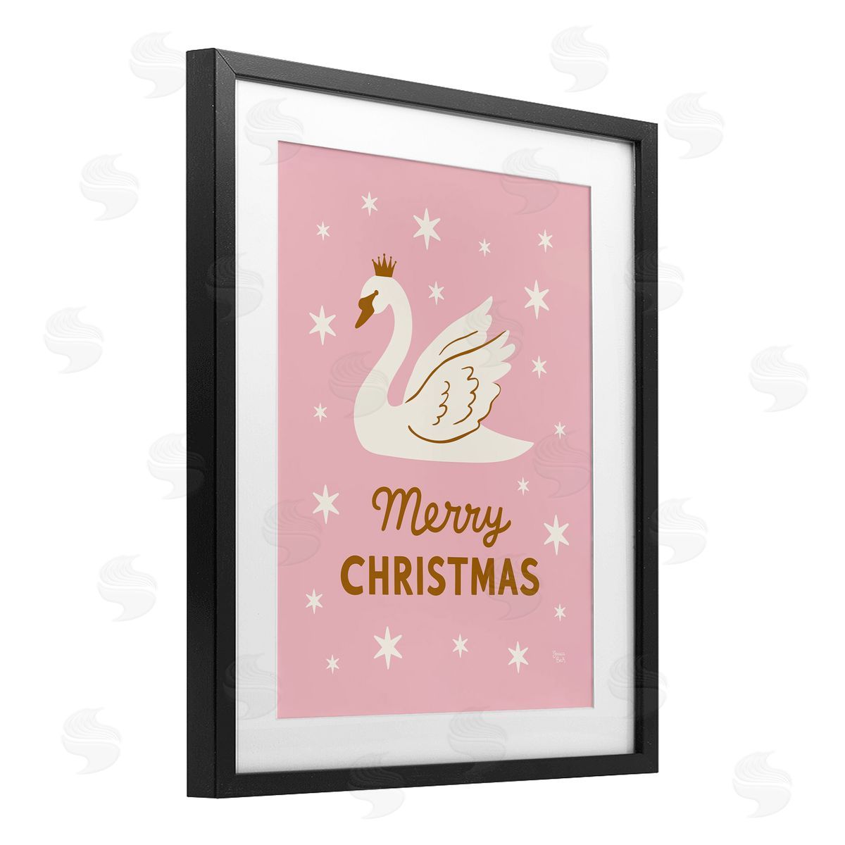 Jessica Beck Pink Swan Merry Christmas Canvas Wall Art Print