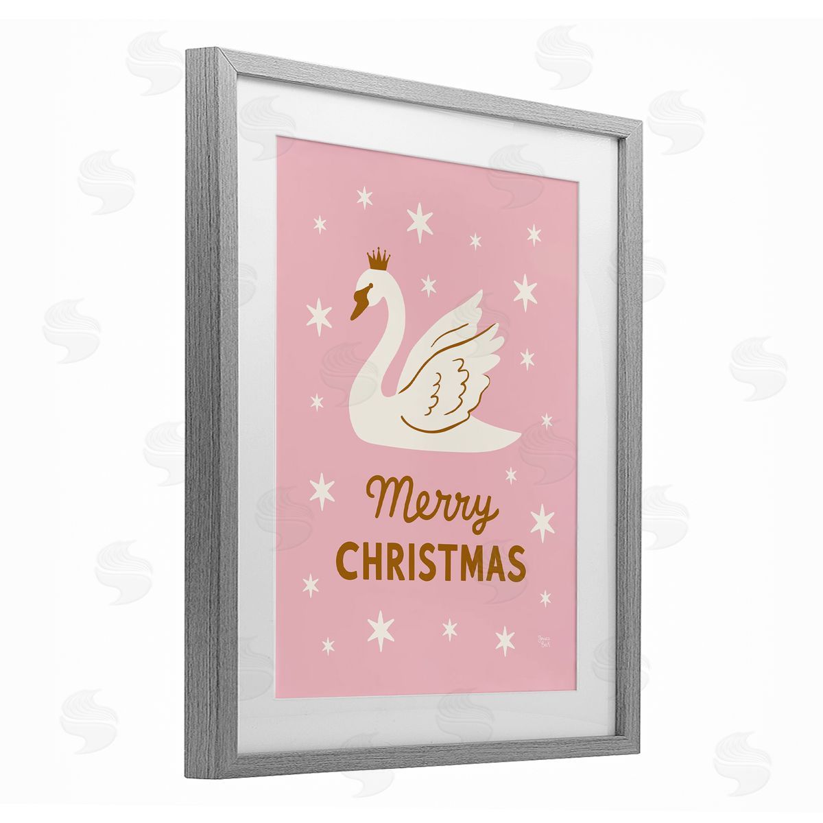 Jessica Beck Pink Swan Merry Christmas Canvas Wall Art Print