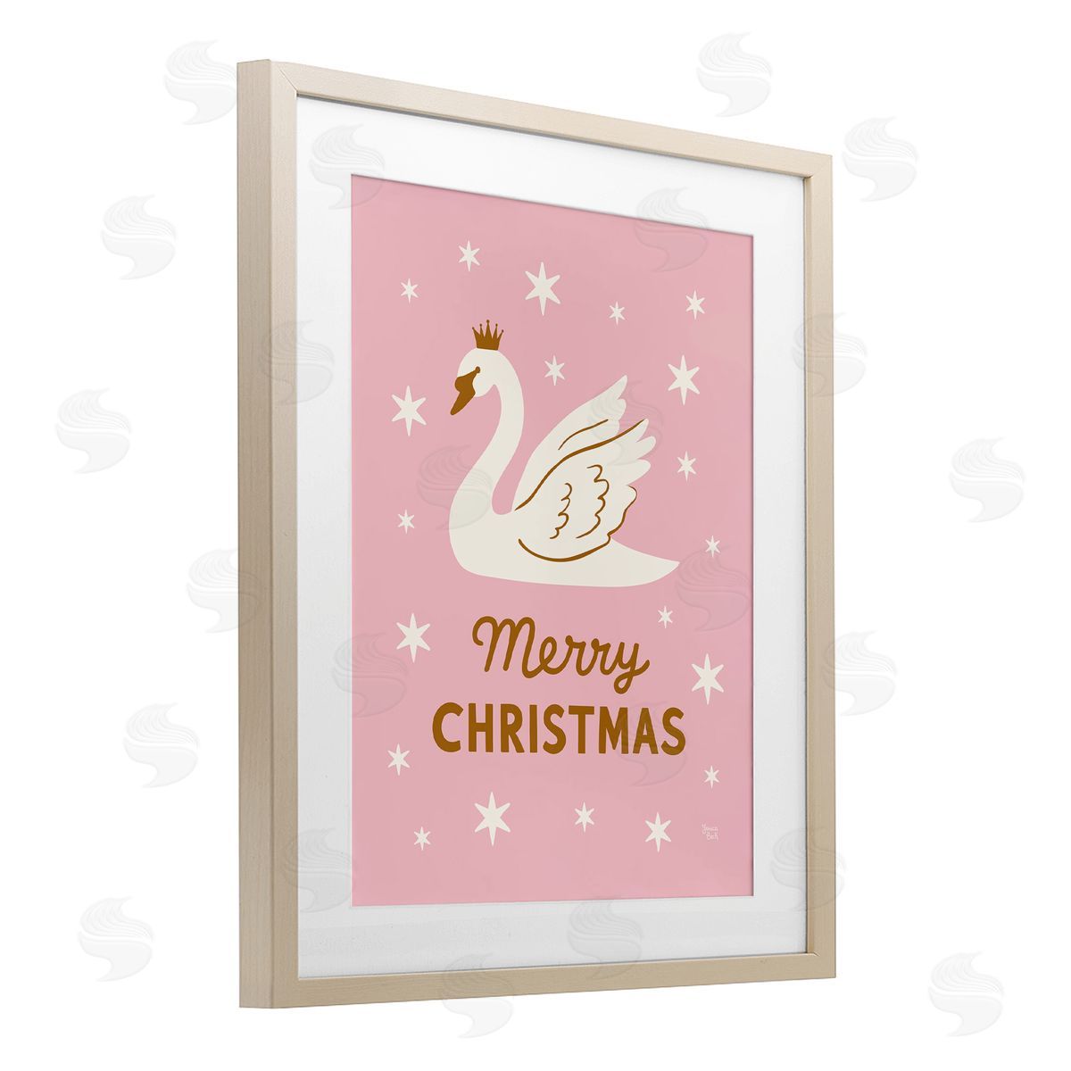 Jessica Beck Pink Swan Merry Christmas Canvas Wall Art Print