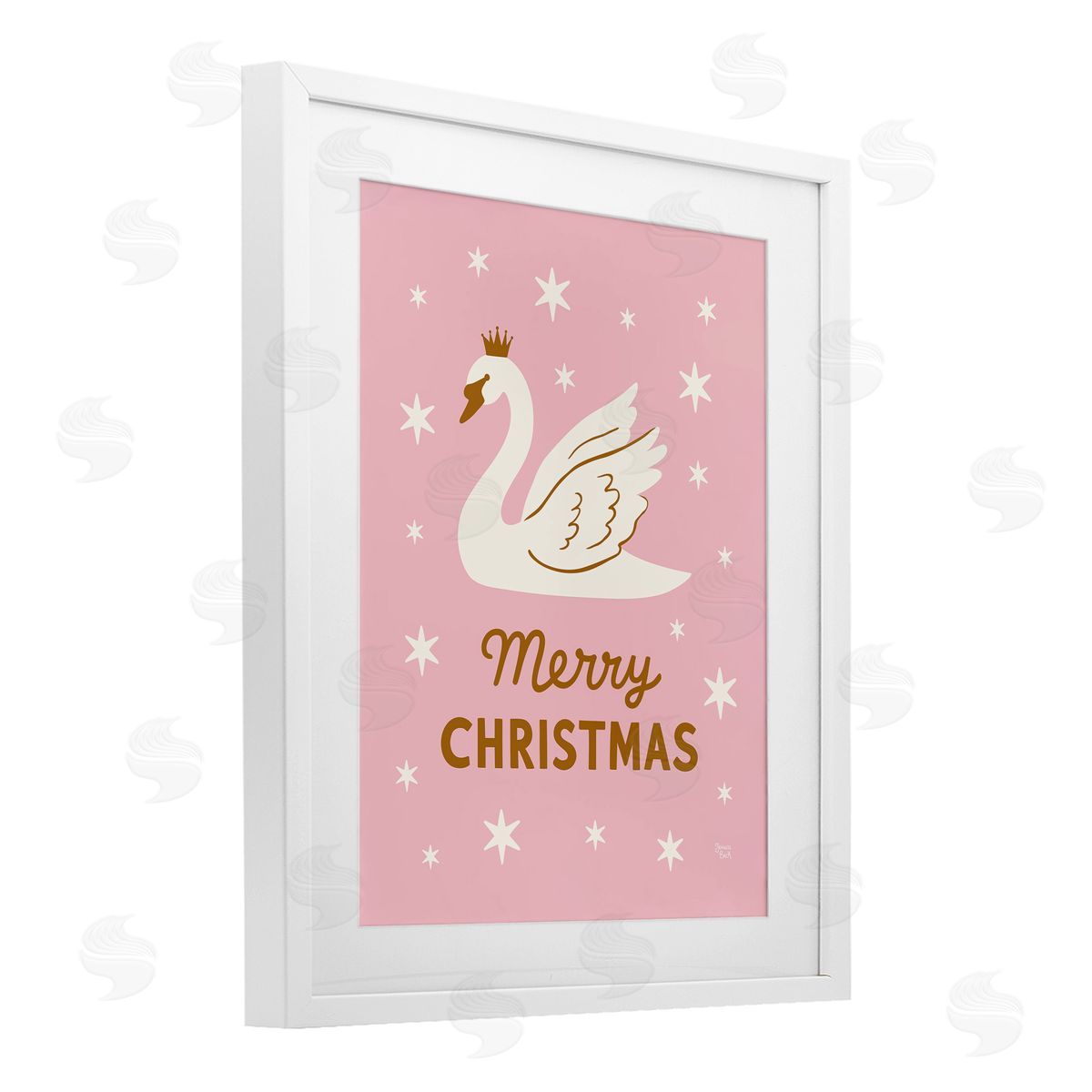 Jessica Beck Pink Swan Merry Christmas Canvas Wall Art Print