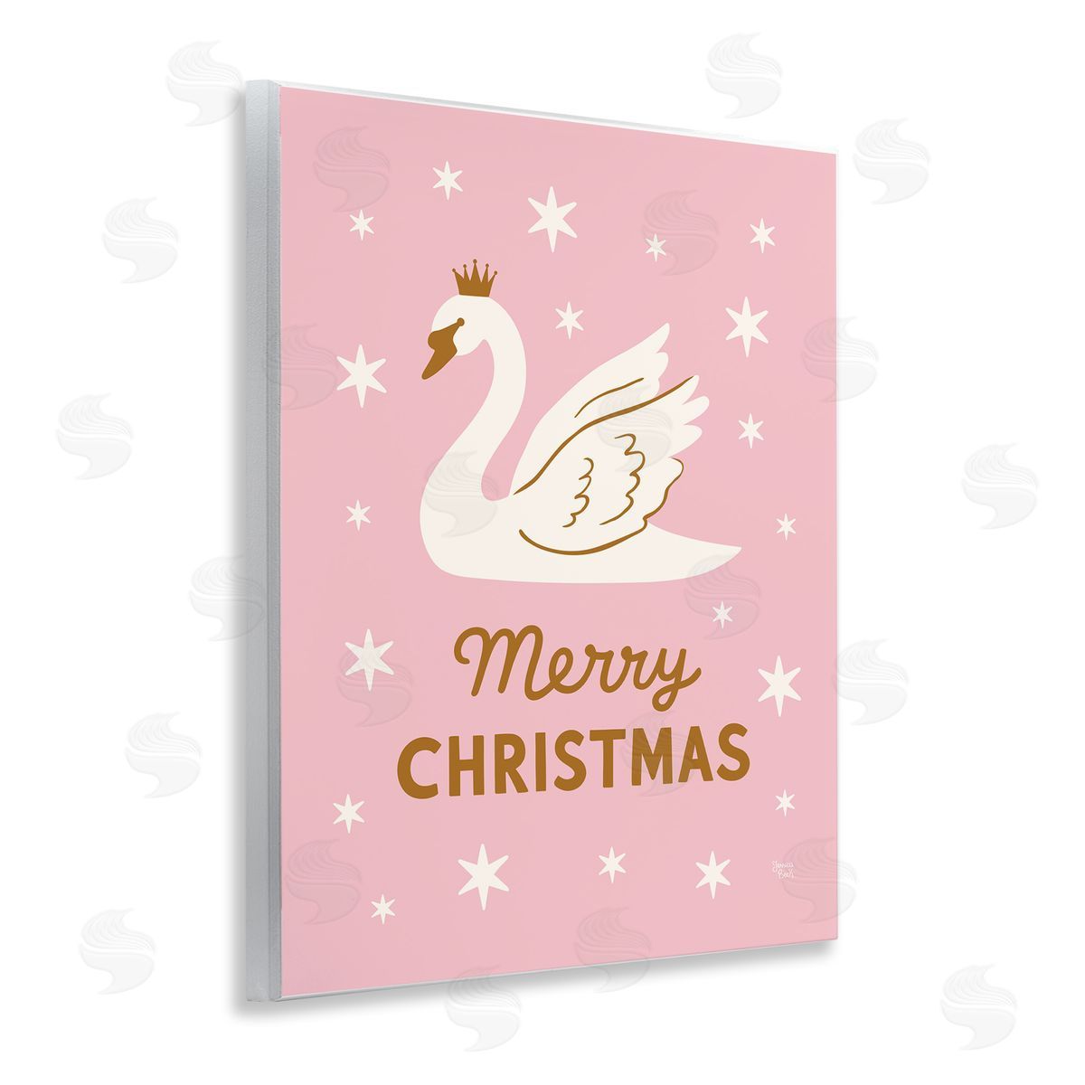 Jessica Beck Pink Swan Merry Christmas Canvas Wall Art Print