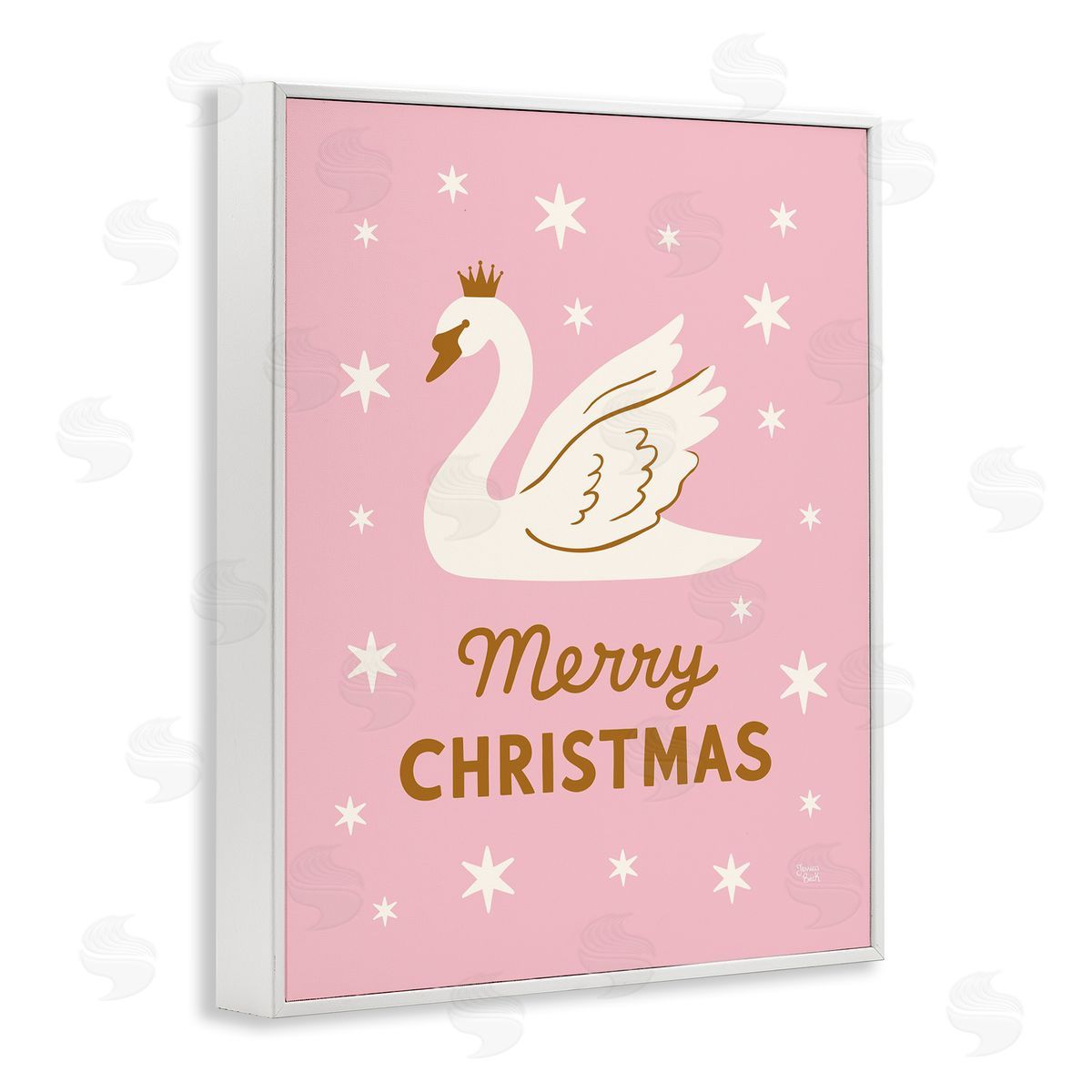 Jessica Beck Pink Swan Merry Christmas Canvas Wall Art Print