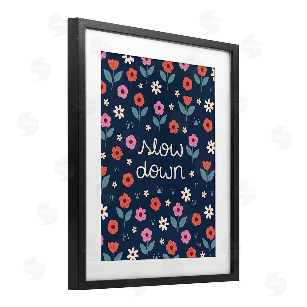 Jessica Beck Slow Down on Bright Florals Black Framed Print Under Glass Art