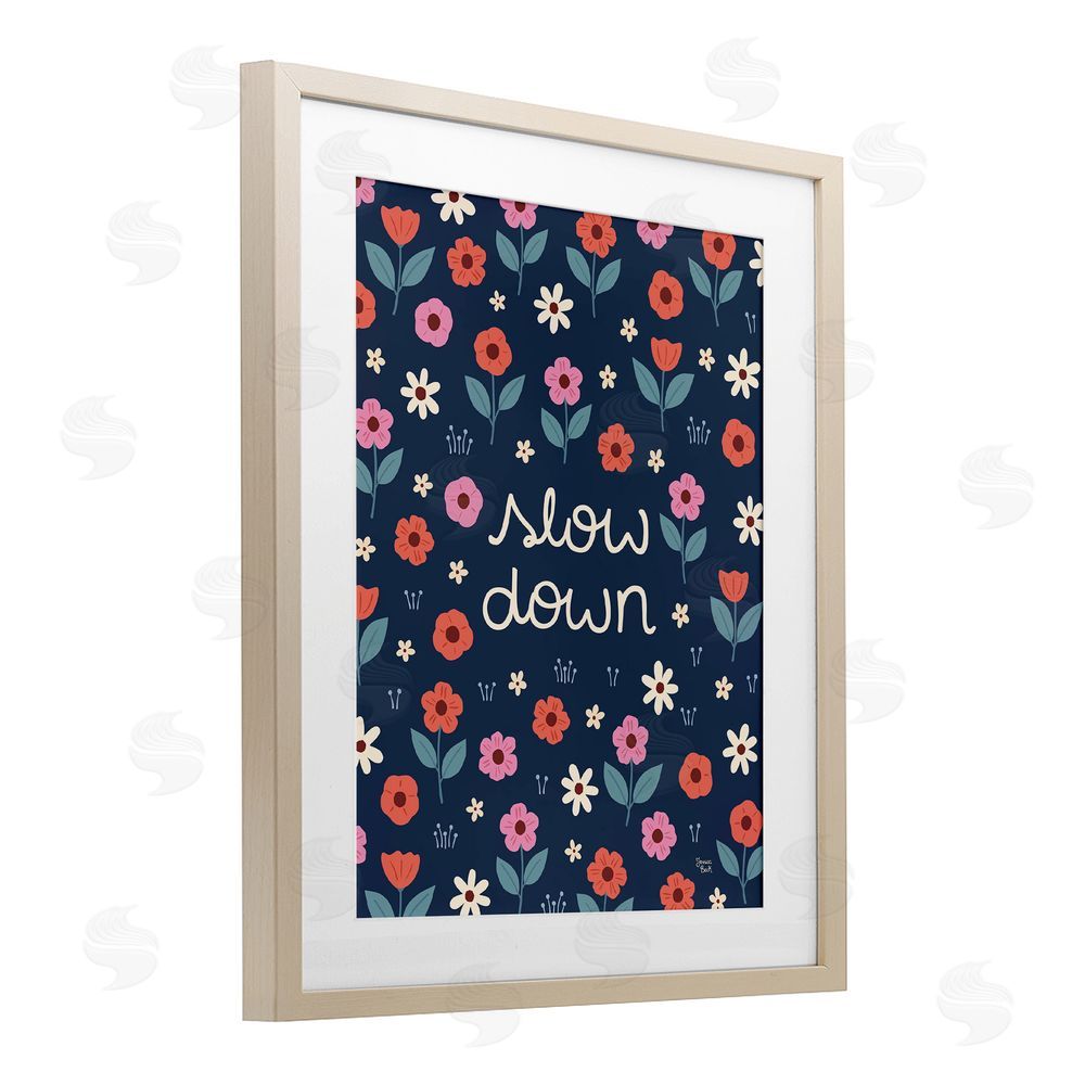Jessica Beck Slow Down on Bright Florals Birch Framed Print Under Glass Art