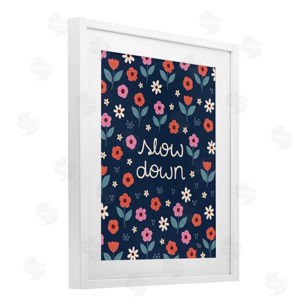 Jessica Beck Slow Down on Bright Florals White Framed Print Under Glass Art