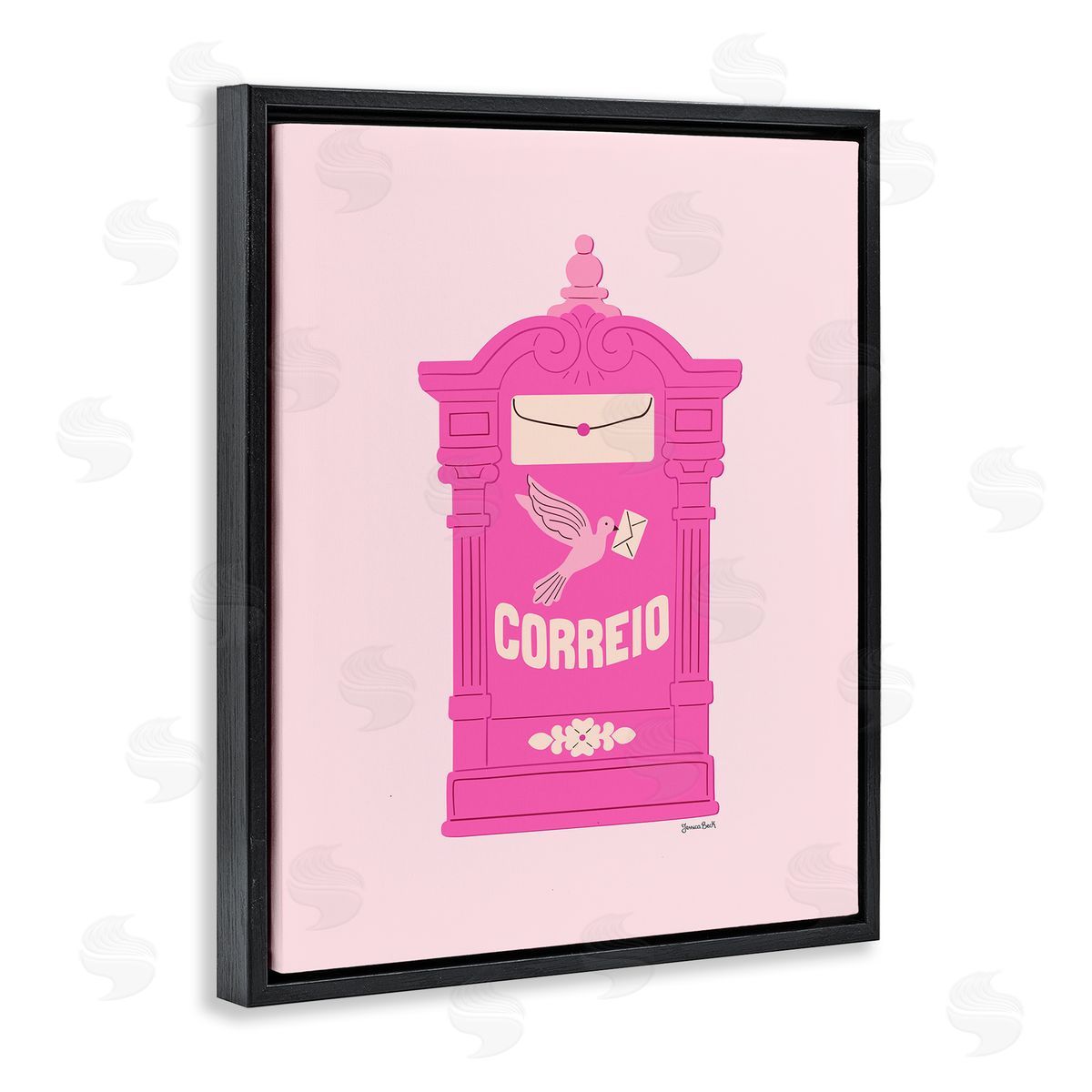 Jessica Beck Pink Portuguese Post Mailbox Canvas Wall Art Print