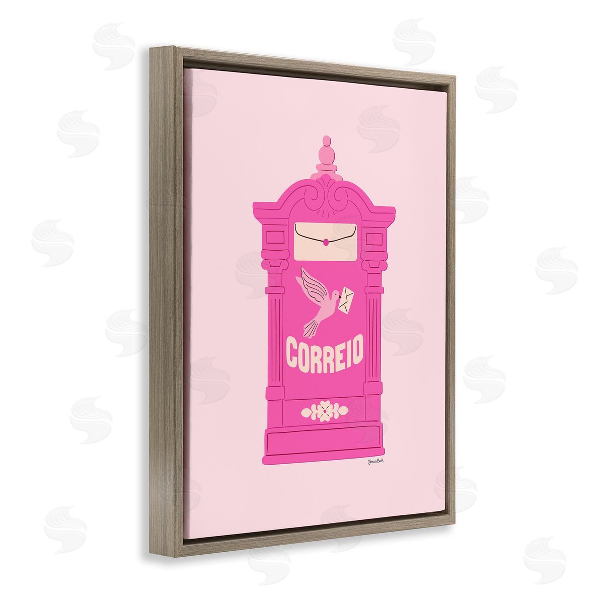 Jessica Beck Pink Portuguese Post Mailbox Canvas Wall Art Print