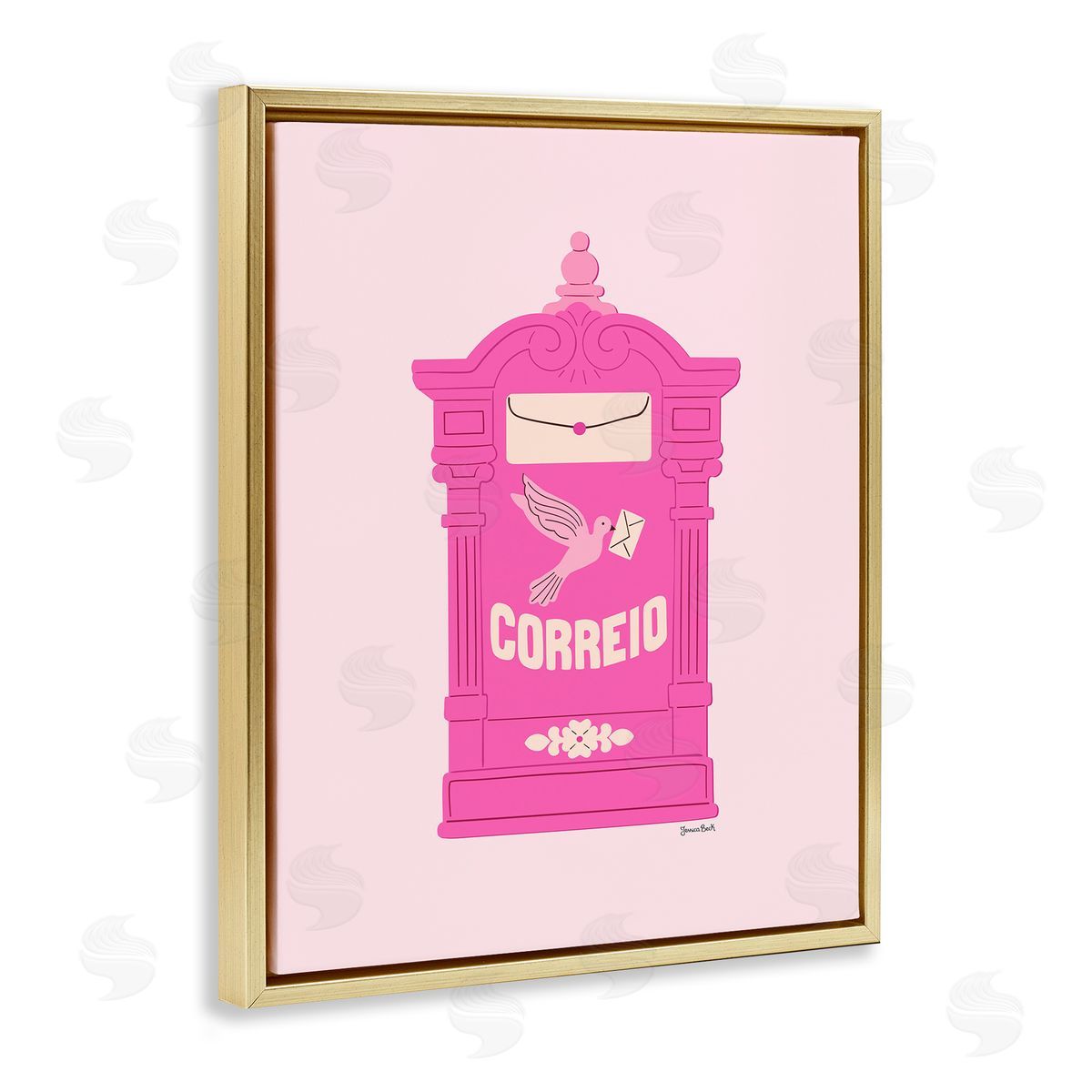 Jessica Beck Pink Portuguese Post Mailbox Canvas Wall Art Print