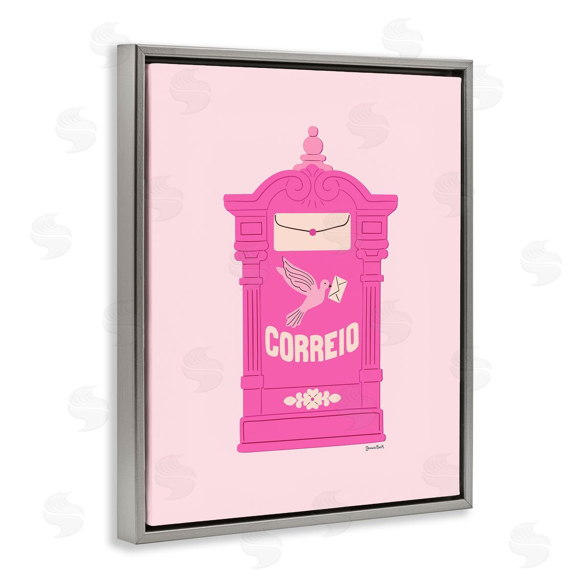 Jessica Beck Pink Portuguese Post Mailbox Canvas Wall Art Print