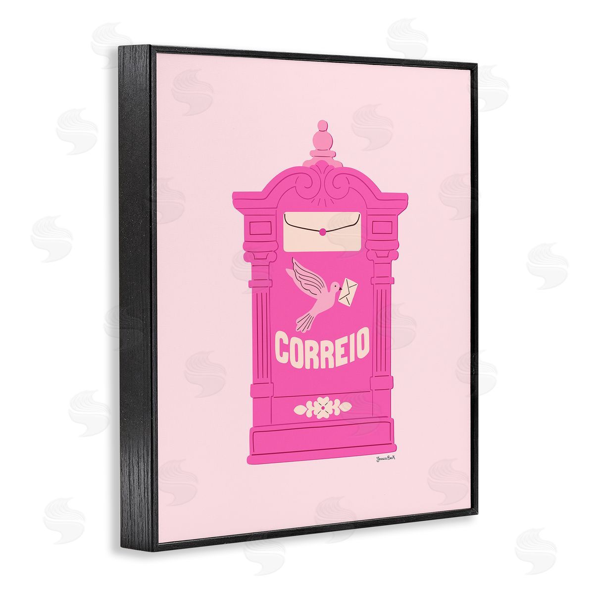 Jessica Beck Pink Portuguese Post Mailbox Canvas Wall Art Print