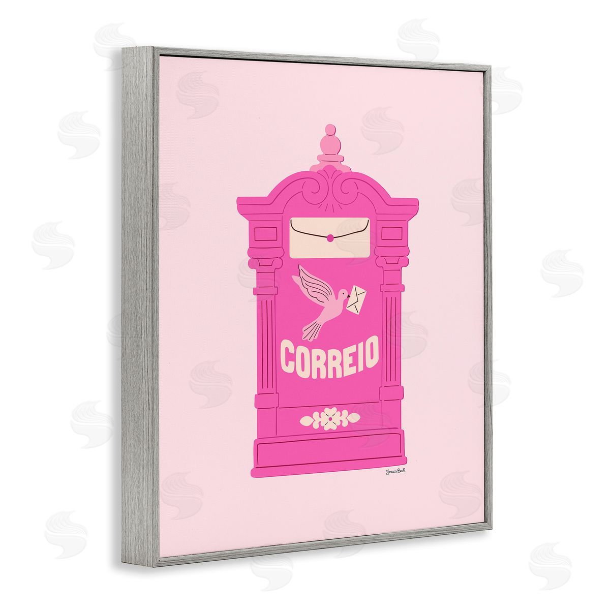 Jessica Beck Pink Portuguese Post Mailbox Canvas Wall Art Print