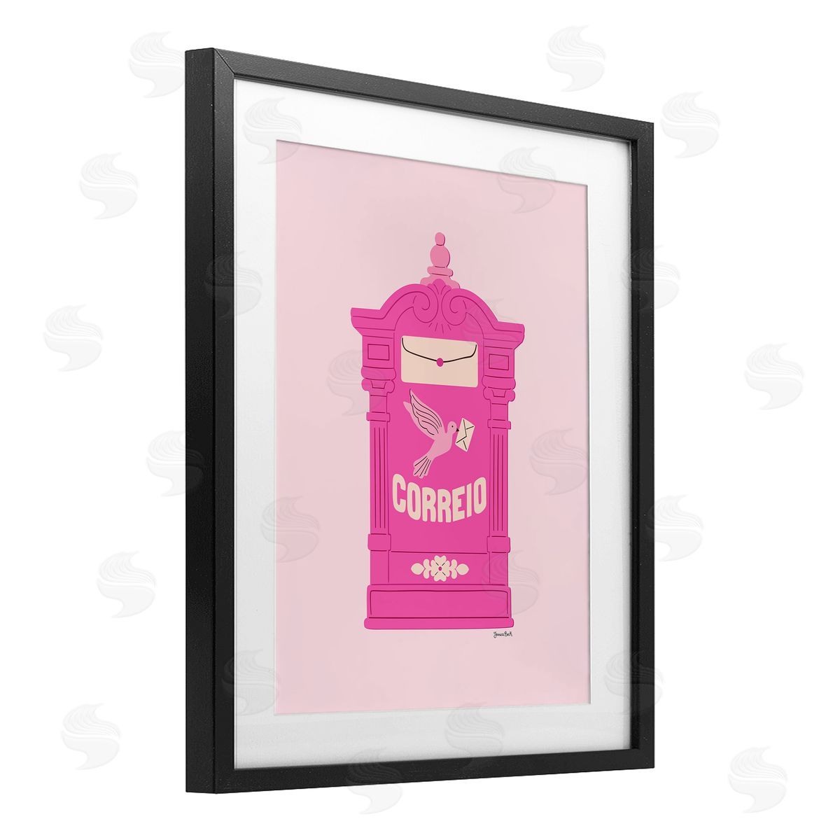 Jessica Beck Pink Portuguese Post Mailbox Canvas Wall Art Print