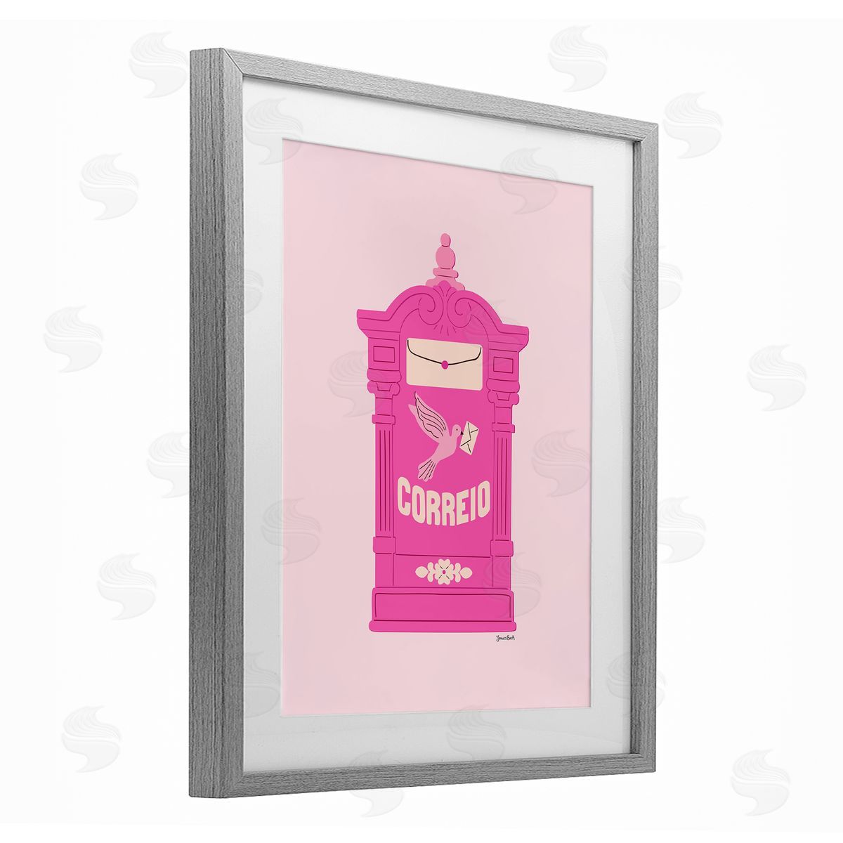 Jessica Beck Pink Portuguese Post Mailbox Canvas Wall Art Print