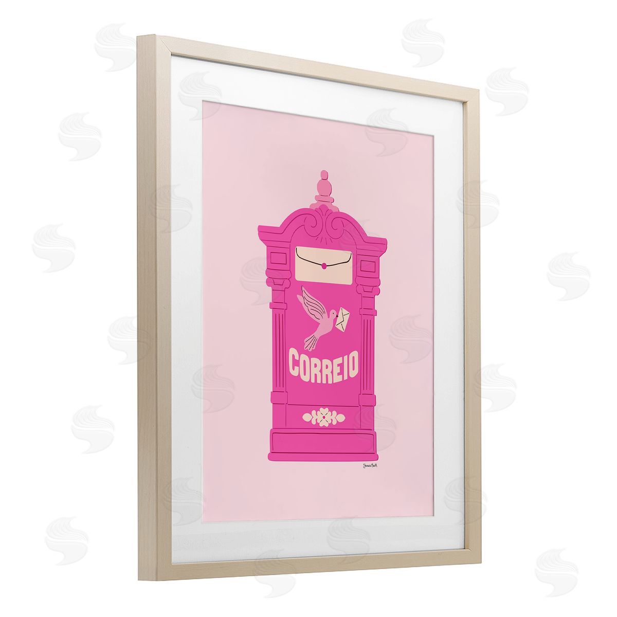Jessica Beck Pink Portuguese Post Mailbox Canvas Wall Art Print