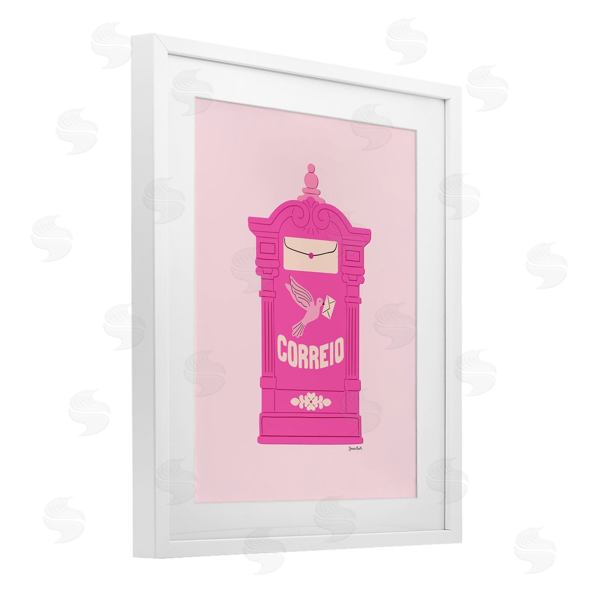 Jessica Beck Pink Portuguese Post Mailbox Canvas Wall Art Print