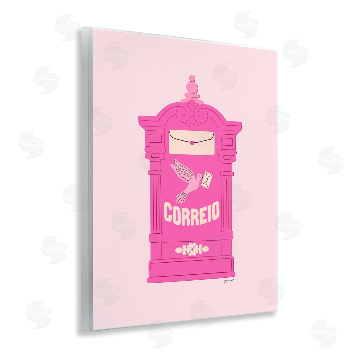 Jessica Beck Pink Portuguese Post Mailbox Canvas Wall Art Print