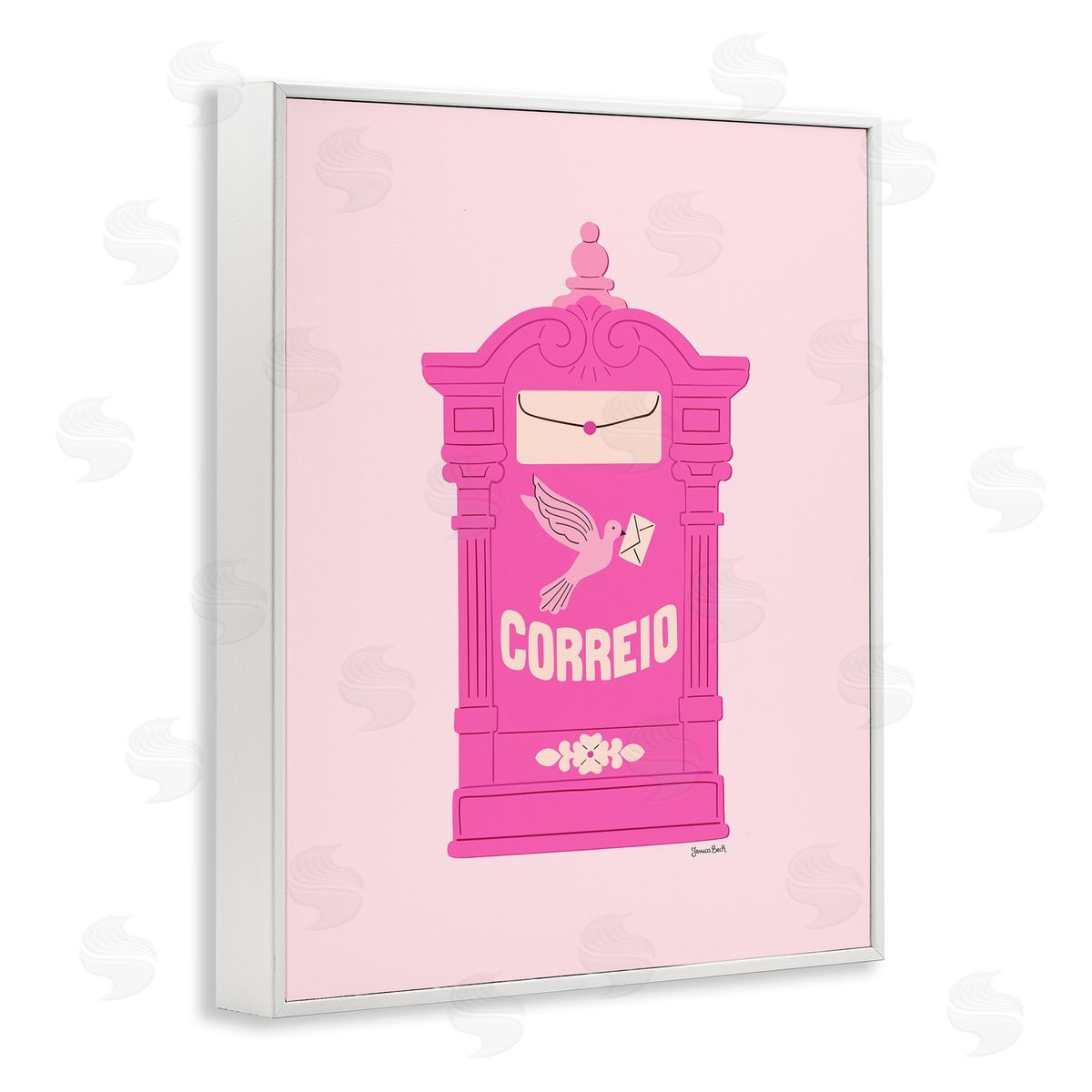Jessica Beck Pink Portuguese Post Mailbox Canvas Wall Art Print