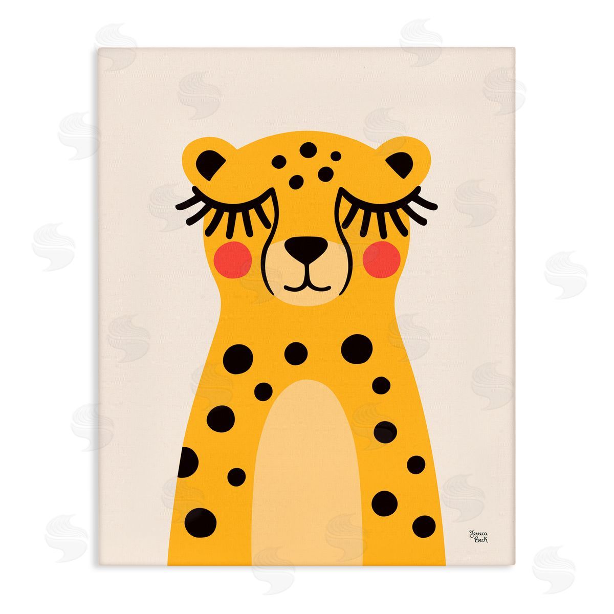 Jessica Beck Yellow Cheetah Smile Canvas Wall Art Print