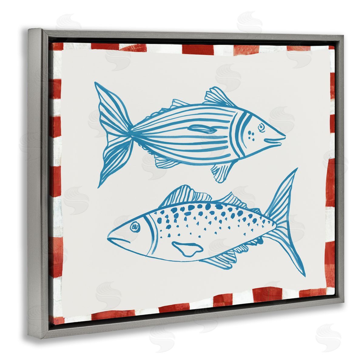 Hannah Dawson Two Ocean Fish Sketch Gray Floating Frame Canvas Art Print