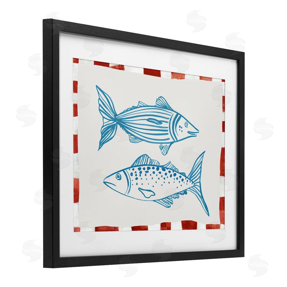 Hannah Dawson Two Ocean Fish Sketch Black Framed Print Under Glass Art