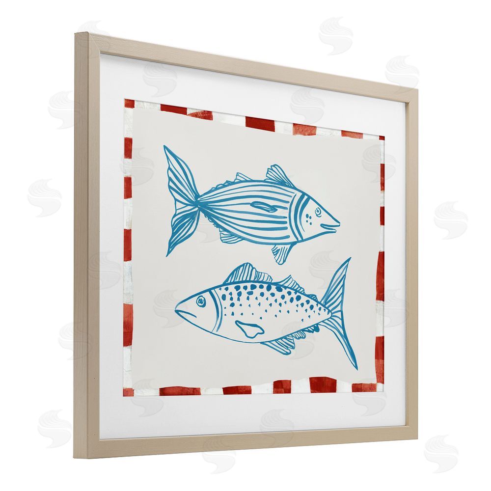Hannah Dawson Two Ocean Fish Sketch Birch Framed Print Under Glass Art