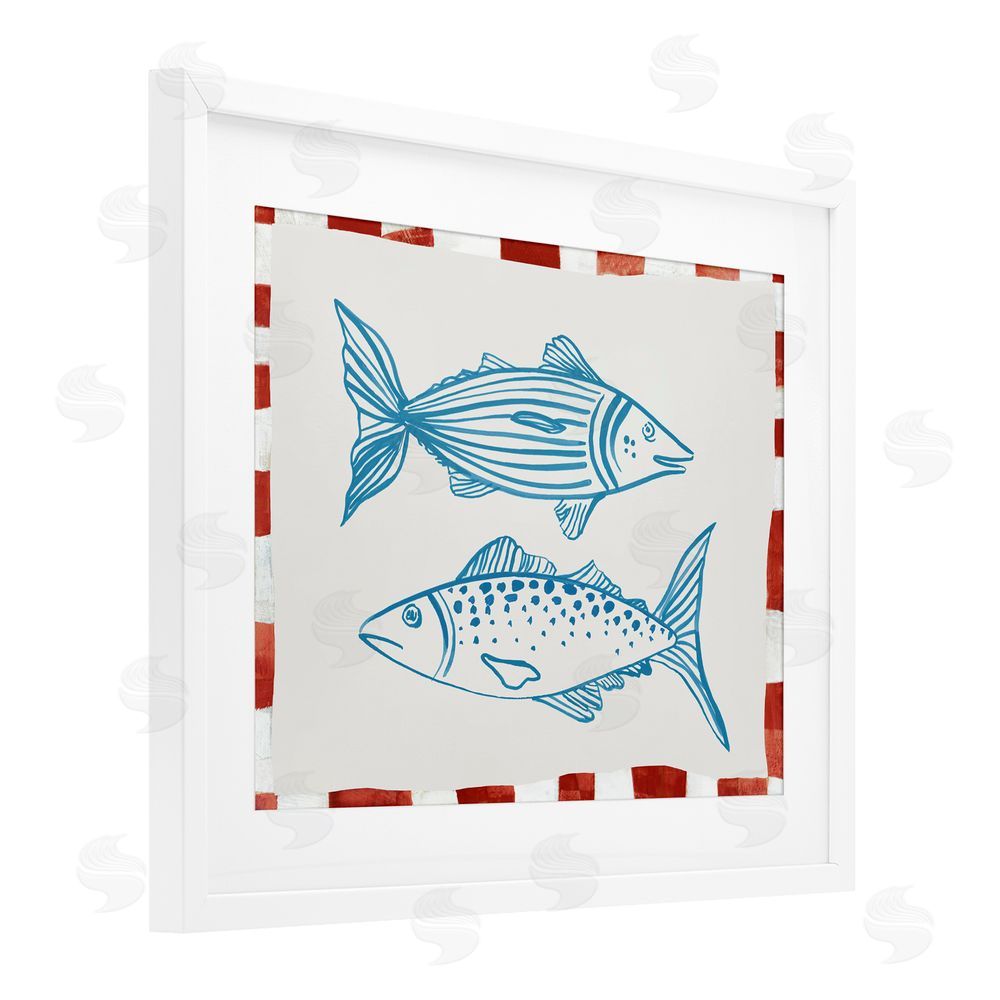 Hannah Dawson Two Ocean Fish Sketch White Framed Print Under Glass Art