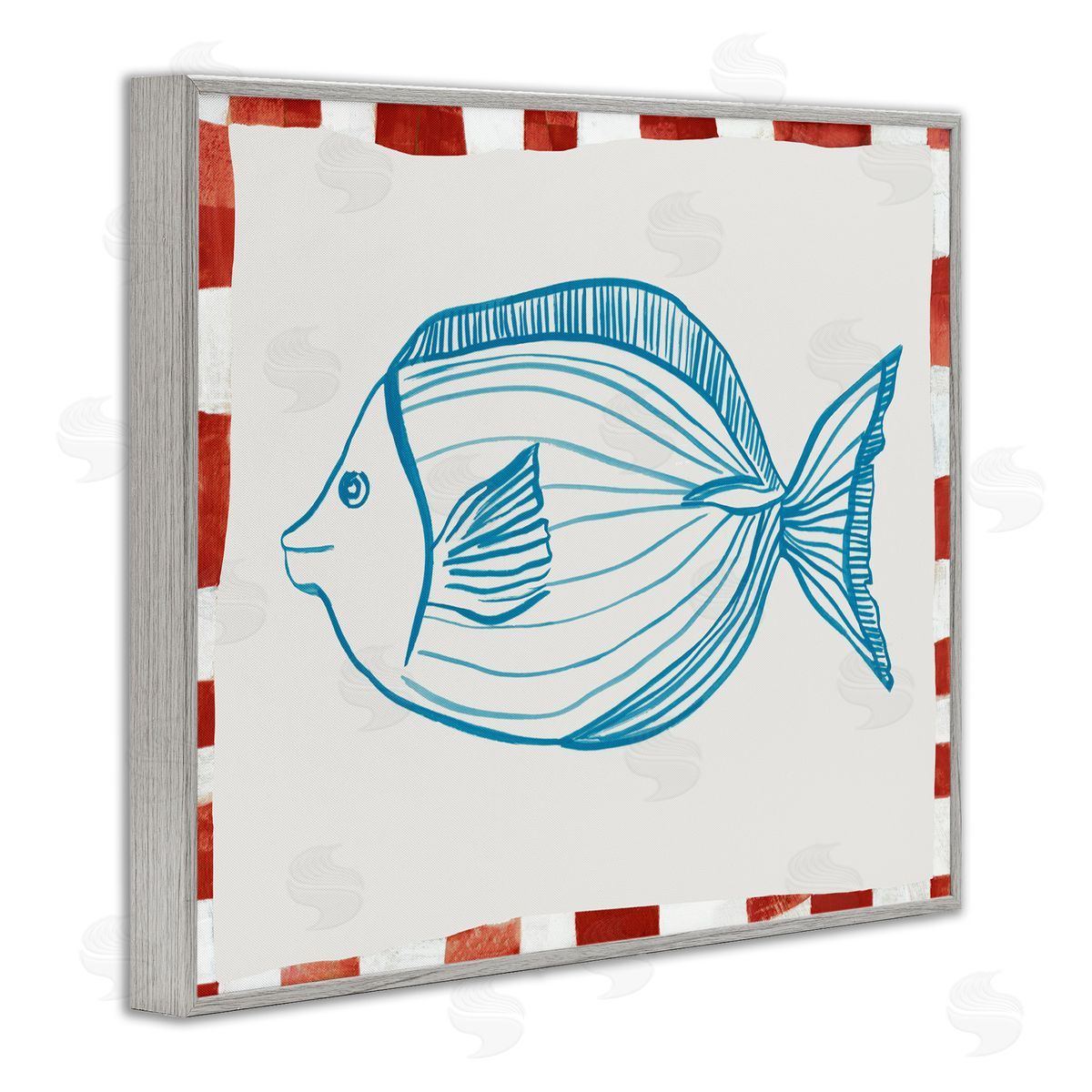 Hannah Dawson Ocean Fish Sketch Gray Framed Giclee Art Print