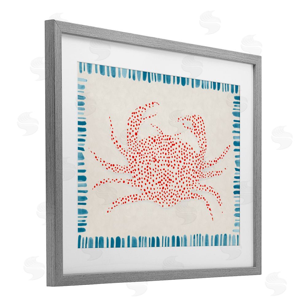 Hannah Dawson Dotted Depths Crab Gray Framed Print Under Glass Art
