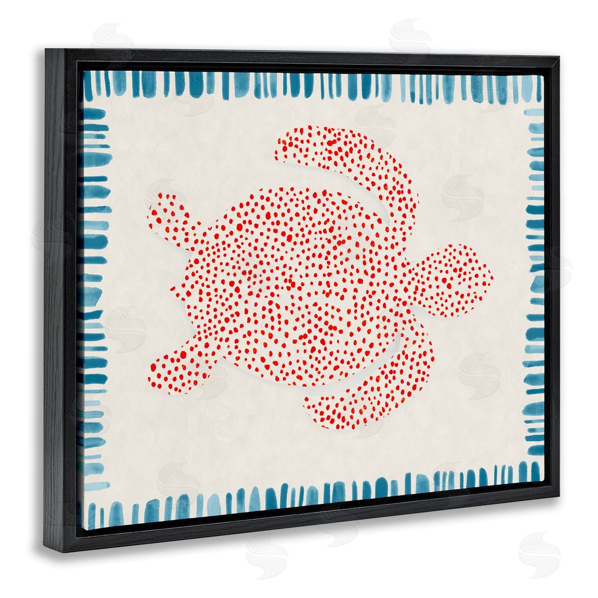 Hannah Dawson Dotted Depths Turtle Black Floating Frame Canvas Wall Art Print