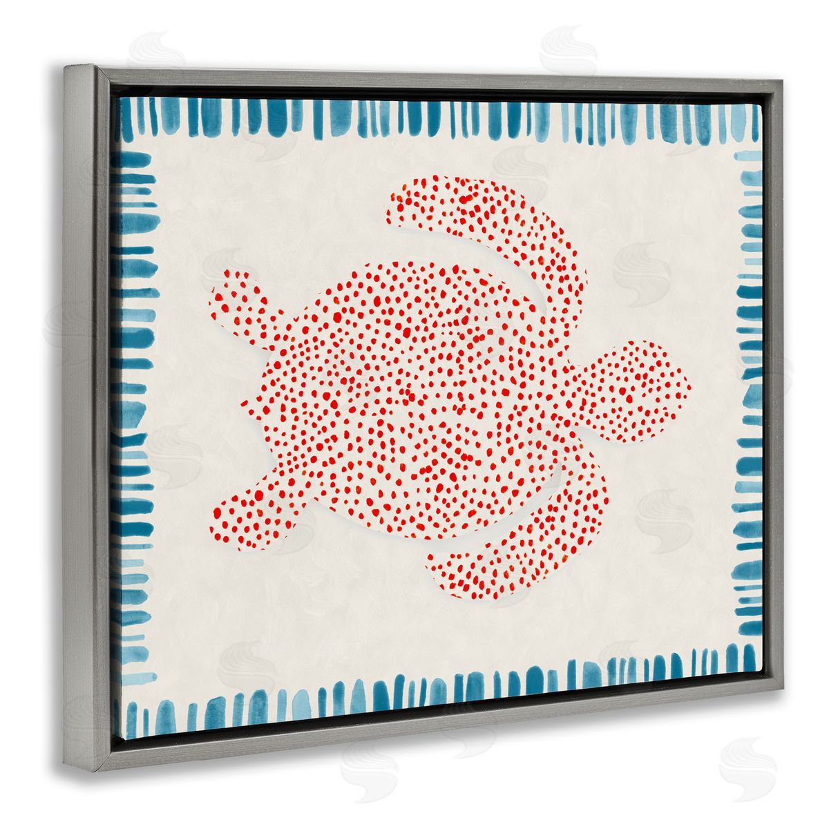 Hannah Dawson Dotted Depths Turtle Gray Floating Frame Canvas Art Print