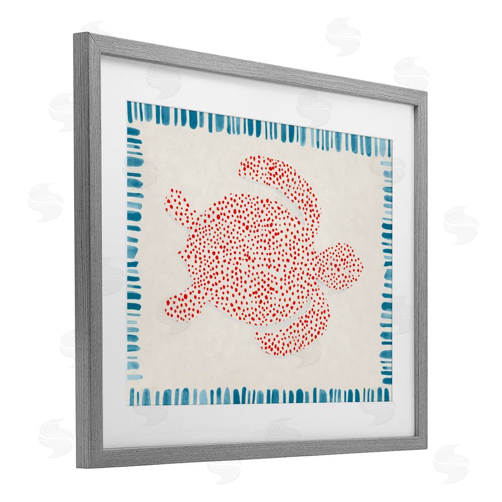 Hannah Dawson Dotted Depths Turtle Gray Framed Print Under Glass Art