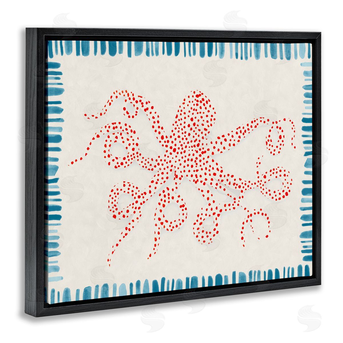 Hannah Dawson Dotted Depths Octopus Black Floating Frame Canvas Wall Art Print