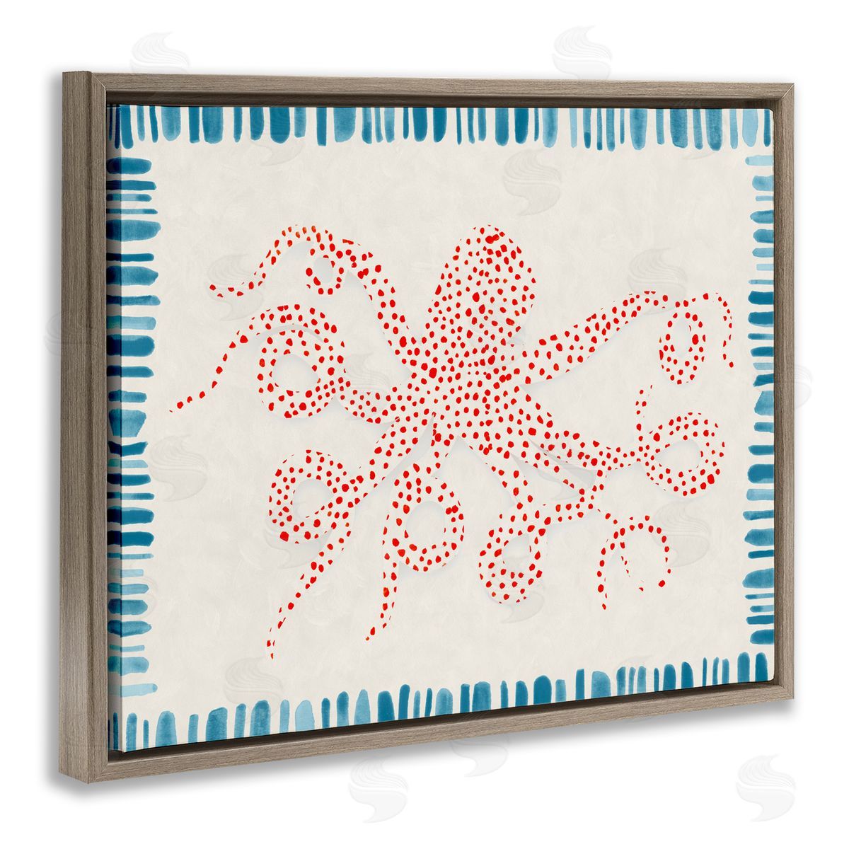 Hannah Dawson Dotted Depths Octopus Brown Floating Frame Canvas Art Print